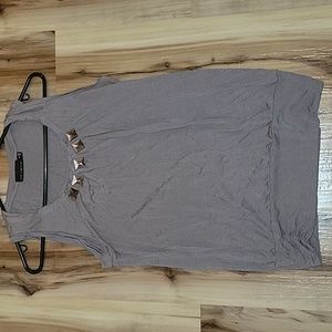 The Limited Grey Rhinestone Collar Sleeveless Top